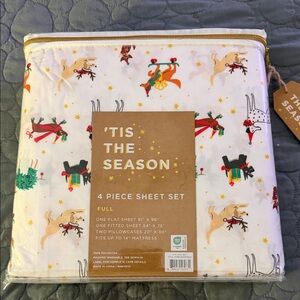 Tis the Season Festive Dog Holiday 4-Piece Sheet Set